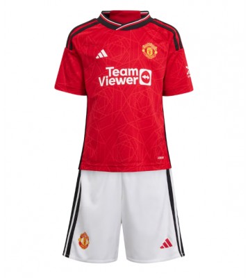Lacne Dětský Futbalové dres Manchester United 2023-24 Krátky Rukáv - Domáci (+ trenírky)